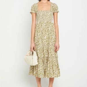 OPT Square Neck Smocked Maxi Dress XS